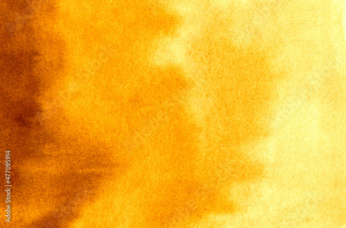 Hand drawn abstract orange, yellow and brown watercolor background 
