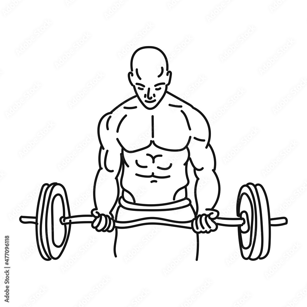 black line art of a man posing in the style of lifting weights black line art of a man posing in the style of lifting weights