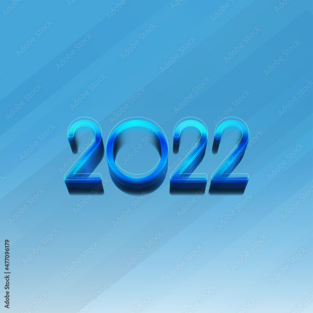 Glossy Gradient 2022 Number On Blue Background For Happy New Year Concept. Glossy Gradient 2022 Number On Blue Background For Happy New Year Concept.