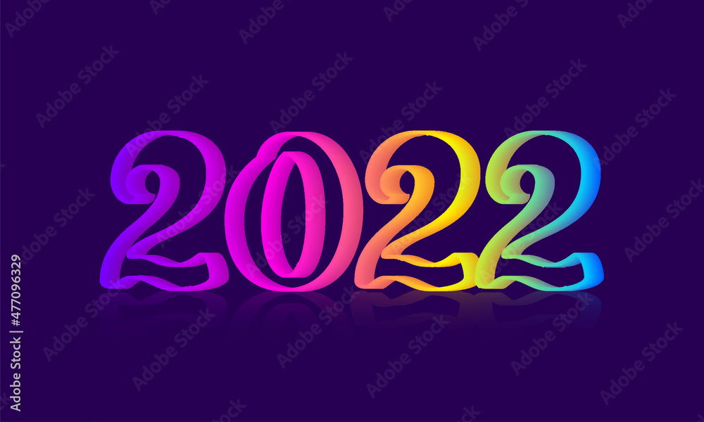 Gradient 2022 Number On Purple Background For Happy New Year Concept. Gradient 2022 Number On Purple Background For Happy New Year Concept.