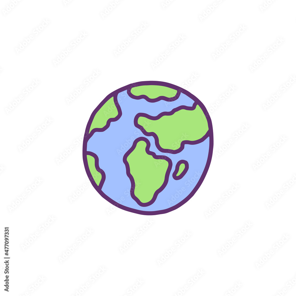 Planet Earth symbol hand drawn doodle cartoon vector illustration isolated. Planet Earth symbol hand drawn doodle cartoon vector illustration isolated.