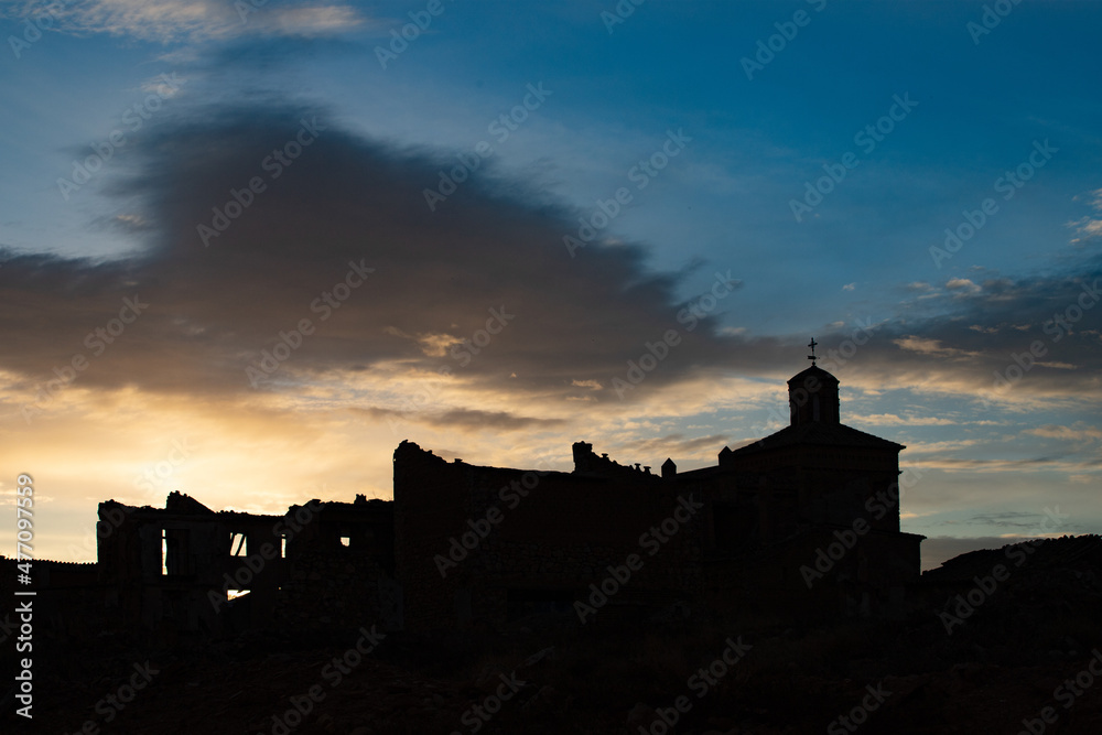 Ruins of the town of Belchite, scene of one of the symbolic battles of the Spanish Civil War, the Battle of Belchite. Zaragoza. Spain