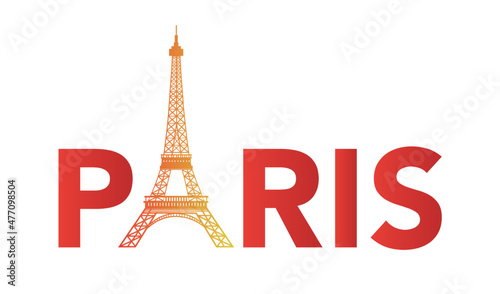 Tower Eiffel with Paris lettering. Vector illustration