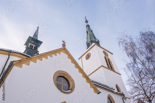 St Catherine's Church, Dolný Kubín, is a Roman Catholic church in Slovakia. CHristmas time in snowy Northern Slovakia photo