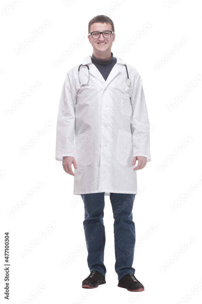 in full growth. qualified doctor with a stethoscope . in full growth. qualified doctor with a stethoscope .