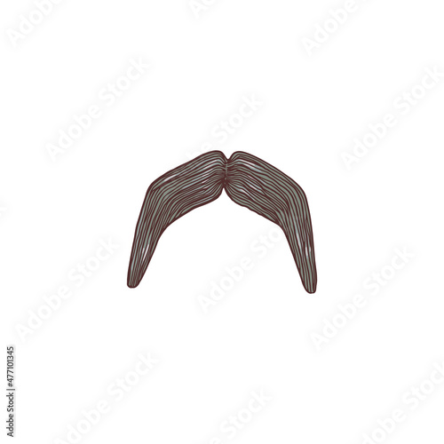 Traditional mexican mustache in colored sketch style, vector illustration isolated on white background.