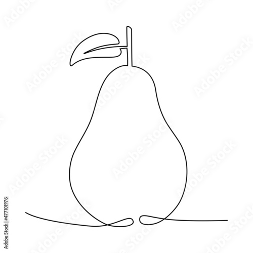 Pear in one line drawing, vector illustration