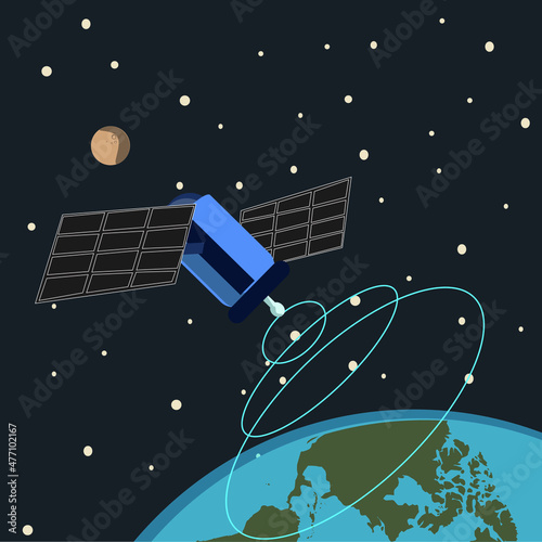 Obraz na płótnie satellite in space above the earth w salonie