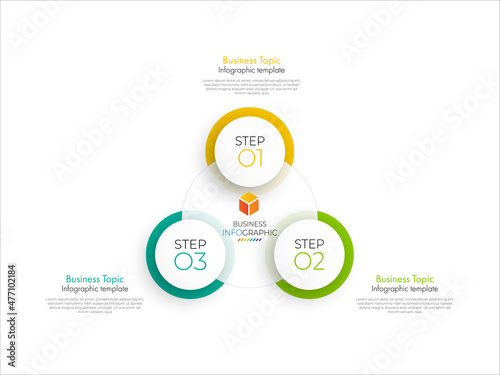 Minimal step infographics design vector and icons can be used for workflow layout, diagram, annual report. Vector infographics timeline design template with 3 options, parts, steps or processes. photo