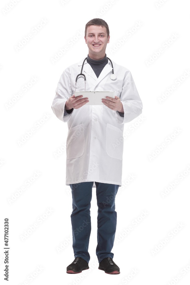 in full growth. modern doctor with a digital tablet. in full growth. modern doctor with a digital tablet.