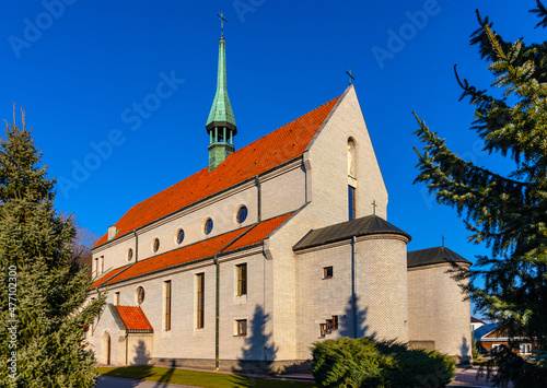 Neo-gothic parish church of St. Peter and Paul Apostles Upper Zagorzyce Gorne village in Podkarpacie region of Lesser Poland photo