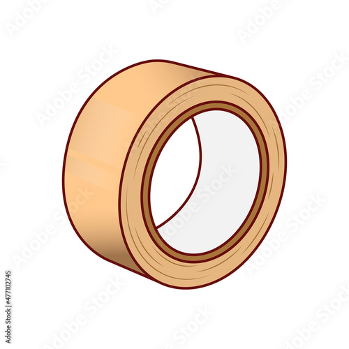 Brown duct roll adhesive tape realistic set vector illustration isolated on transparent background. Office and household supplies, construction sellotape