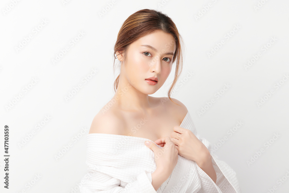 Beautiful young asian woman with clean fresh skin on white background, Face care, Facial treatment, Cosmetology, beauty and spa, Asian women portrait. Beautiful young asian woman with clean fresh skin on white background, Face care, Facial treatment, Cosmetology, beauty and spa, Asian women portrait.