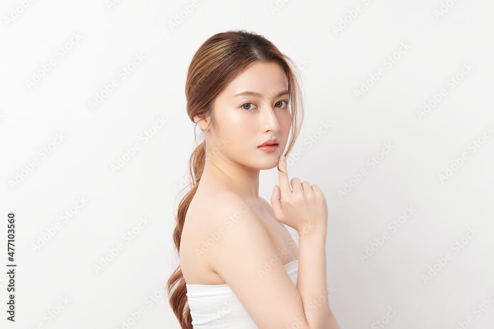 Beautiful young asian woman with clean fresh skin on white background, Face care, Facial treatment, Cosmetology, beauty and spa, Asian women portrait. Beautiful young asian woman with clean fresh skin on white background, Face care, Facial treatment, Cosmetology, beauty and spa, Asian women portrait.