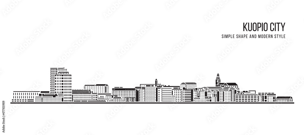 Cityscape Building Abstract Simple shape and modern style art Vector design - Kuopio city