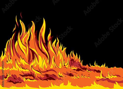 Bright fire. Vector drawing pattern