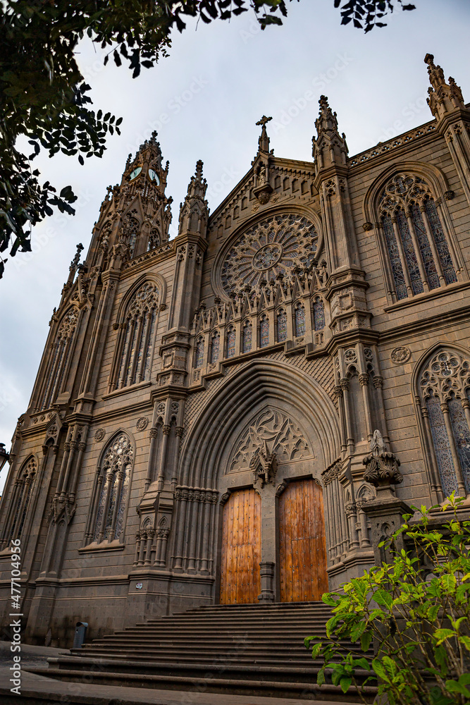 Church of San Juan Bautista, Neogothic Cathedral in Arucas, Gran Canaria, Spain.