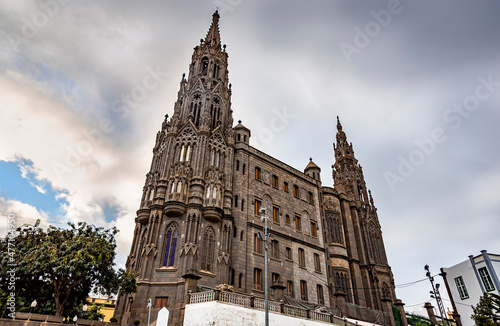 Church of San Juan Bautista, Neogothic Cathedral in Arucas, Gran Canaria, Spain.