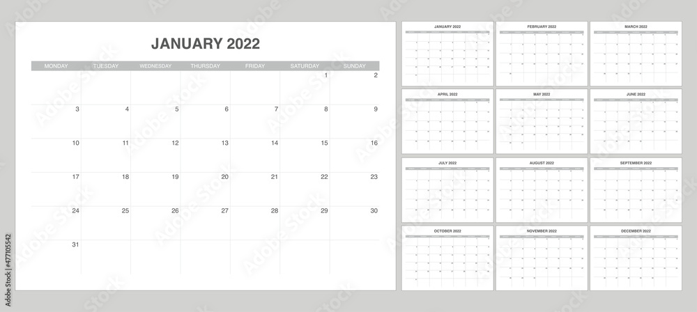 set calendar 2022 with simple and modern design set calendar 2022 with simple and modern design
