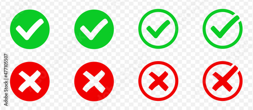 Free Download Check mark and red cross icon set. Click symbol collection. Circle and square. Tick symbol in green color.  Quality sign icon. Checklist symbols.  - GFXLoad