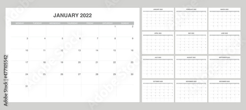 set calendar 2022 with simple and modern design