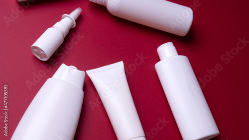 various plastic packaging for shampoo and cream 