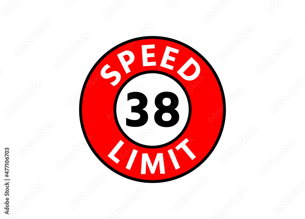 Traffic sign speed limit 38 km h Traffic sign speed limit 38 km h