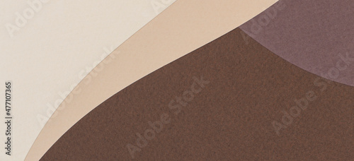 Color papers geometry composition background with beige and brown color tones. Curved lines and shapes banner background