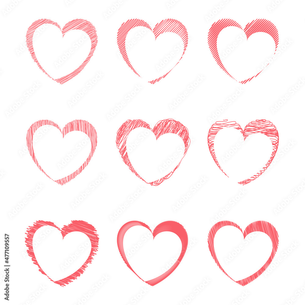 Art & Illustration vector set of stylized hearts. for valentine's design