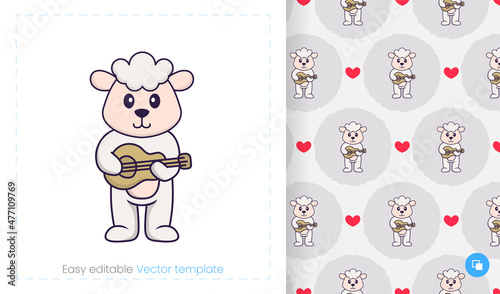 Seamless pattern with cartoon sheep on white background. Can be used on packaging paper, cloth and others.