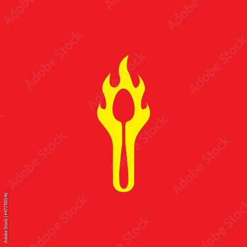 spoon with fire logo design vector graphic symbol icon sign illustration creative idea