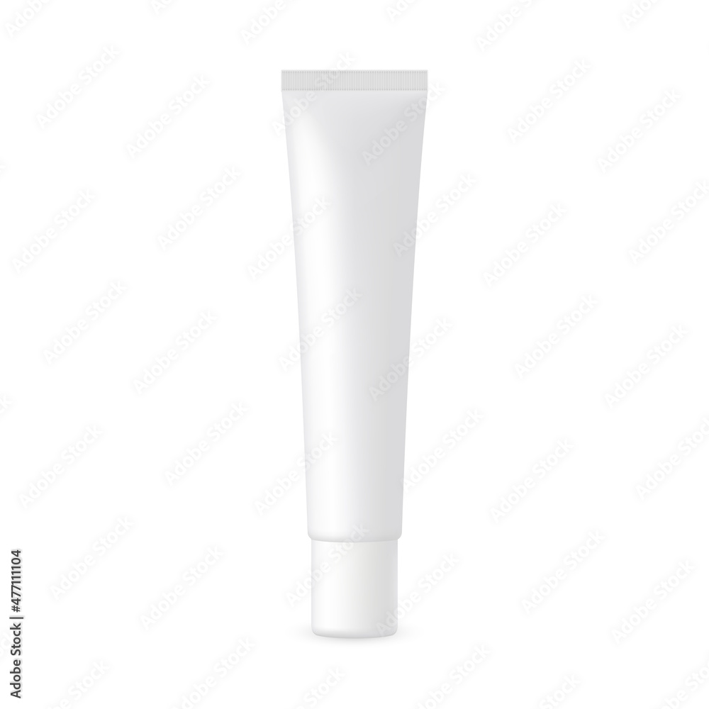 Plastic Cosmetic Tube Mockup, Front View, Isolated on White Background. Vector Illustration Plastic Cosmetic Tube Mockup, Front View, Isolated on White Background. Vector Illustration