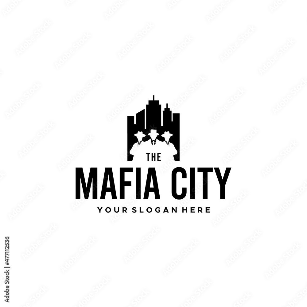 Flat MAFIA CITY Building silhouette Logo design
