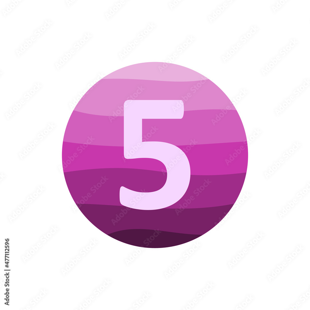 number 5 with purple circle gradient vector design template in white background. number 5 with purple circle gradient vector design template in white background.