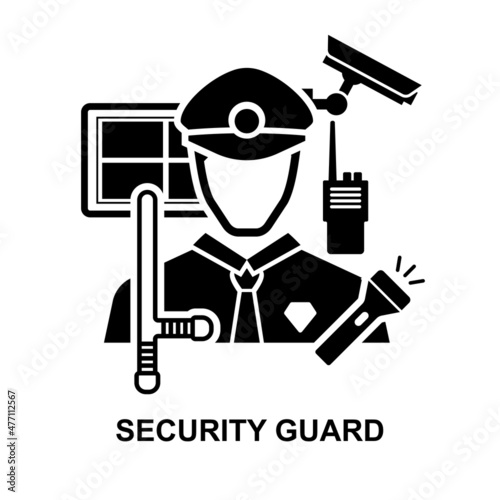 Security guard icon isolated on white background vector illustration.