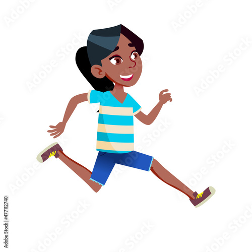 student jumping teen girl. fun young girl. action university friend. vector flat cartoon illustration
