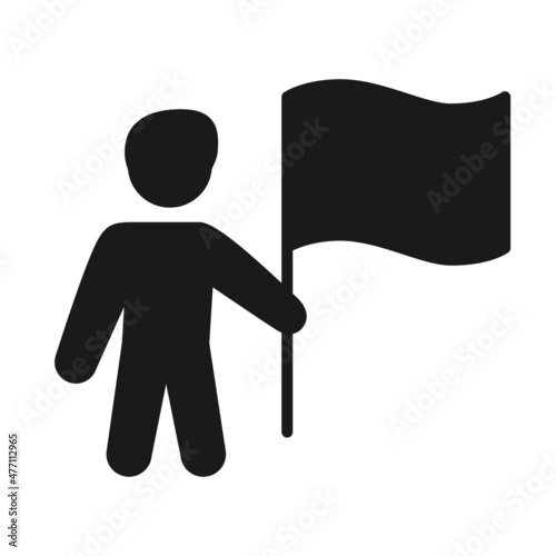 Black and white winner man silhouette icon