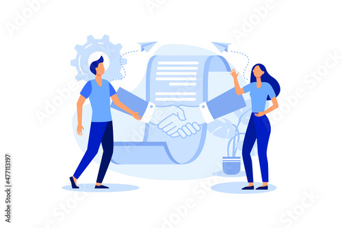 handshake, conclusion of a contract, successful partnership, cooperation vector flat modern design illustration
