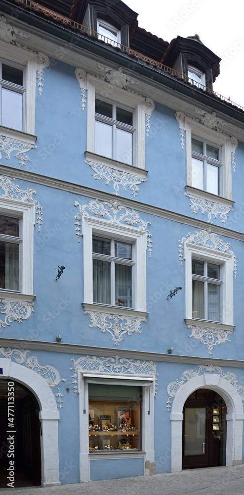 Obraz premium Historische Fassade in der Altstadt von Bamberg, Franken, Bayern