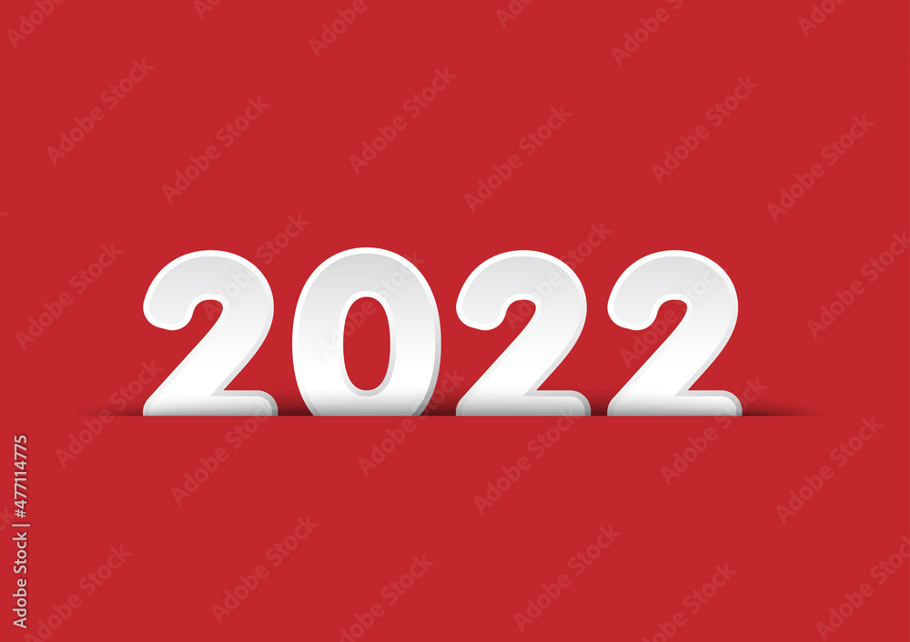 Happy new year 2022 with Paper white numbers. Happy new year 2022 poster.