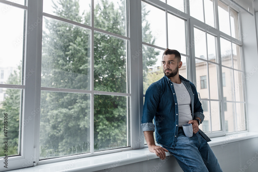 Tired male feeling sad tired and experiencing depression in mental health, problems and broken heart