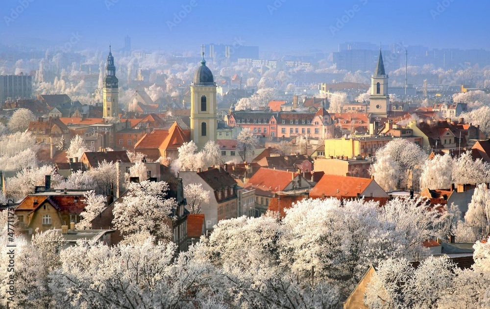 Zielona Góra Zimą- Stare Miasto - obrazy, fototapety, plakaty 