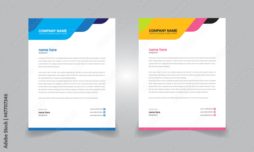 Modern business company colorful letterhead template design for your project