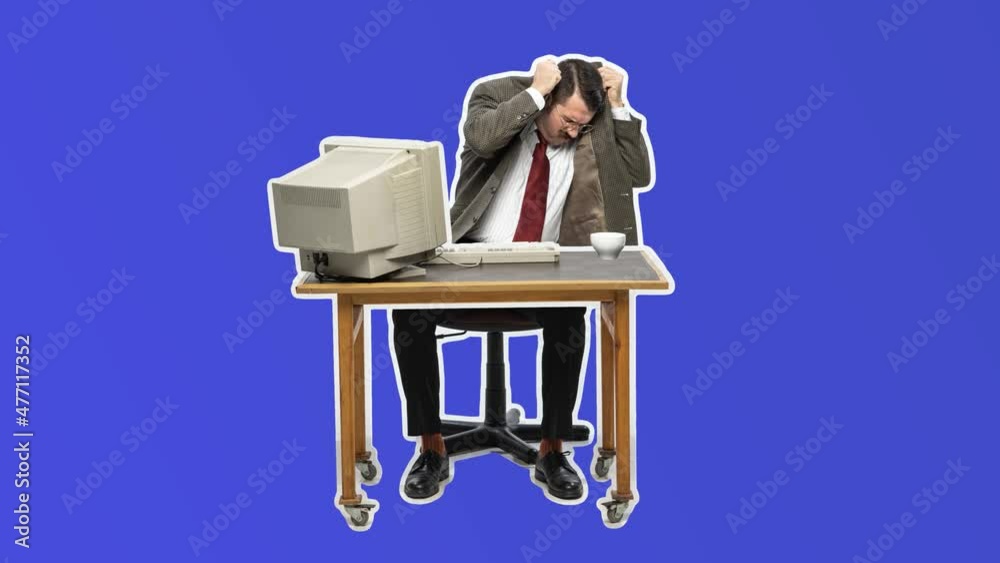 custom made wallpaper toronto digitalBad news. Man sitting at computer and retro monitor. Angry shocked funny freelancer or office worker using internet. Looped animation. 4k. Stop motion design, 2D animation. Business and failure