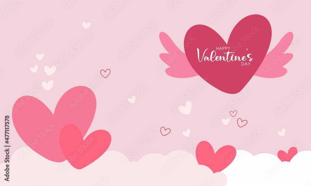 Happy valentine's day background template with heart shaped illustration