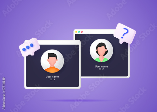 Online meeting. People communicate with each other via video link. Video call screen.