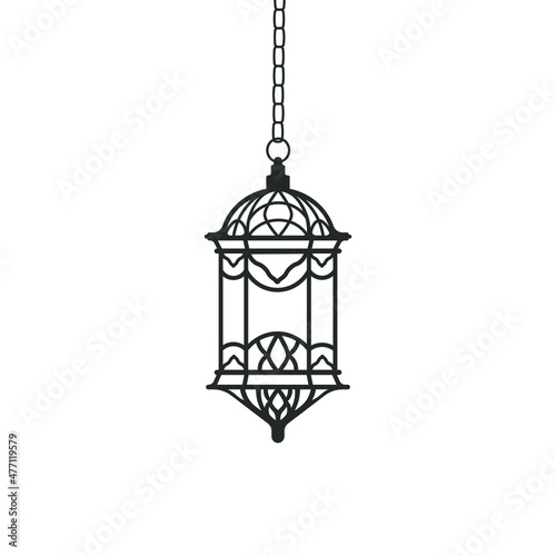 Lantern vector icon. filled flat sign for mobile concept and web design. Ornamental Arabic lantern glyph icon.