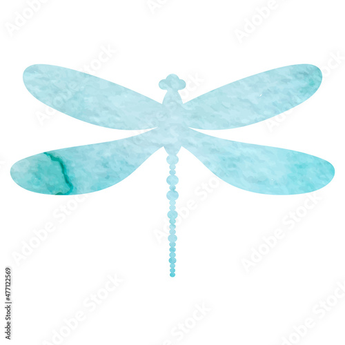 dragonfly watercolor silhouette isolated, vector