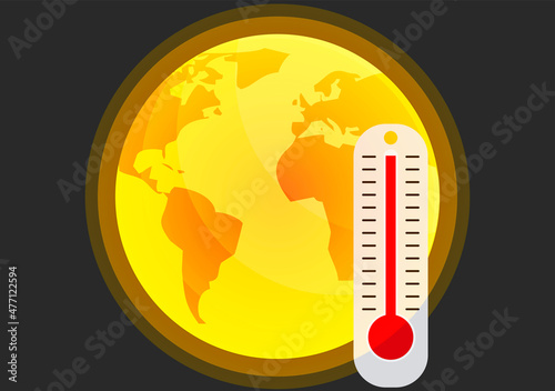 Planeta tierra caliente por el calentamiento global.