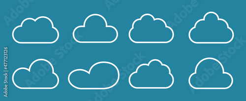 Clouds set isolated on background. Collection of clouds for web site, poster, placard and wallpaper. Creative modern concept. Clouds vector illustration